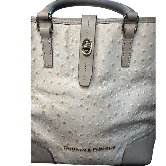 Dooney and Bourke Ostrich Shoulder or Handbag White Taupe Leather - Picture 3 of 16